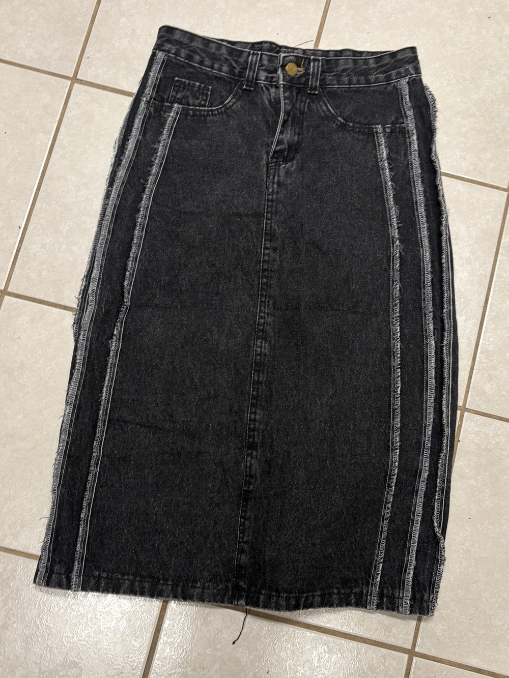 Dark Jean Skirt with Decorative Side Detail Sz M